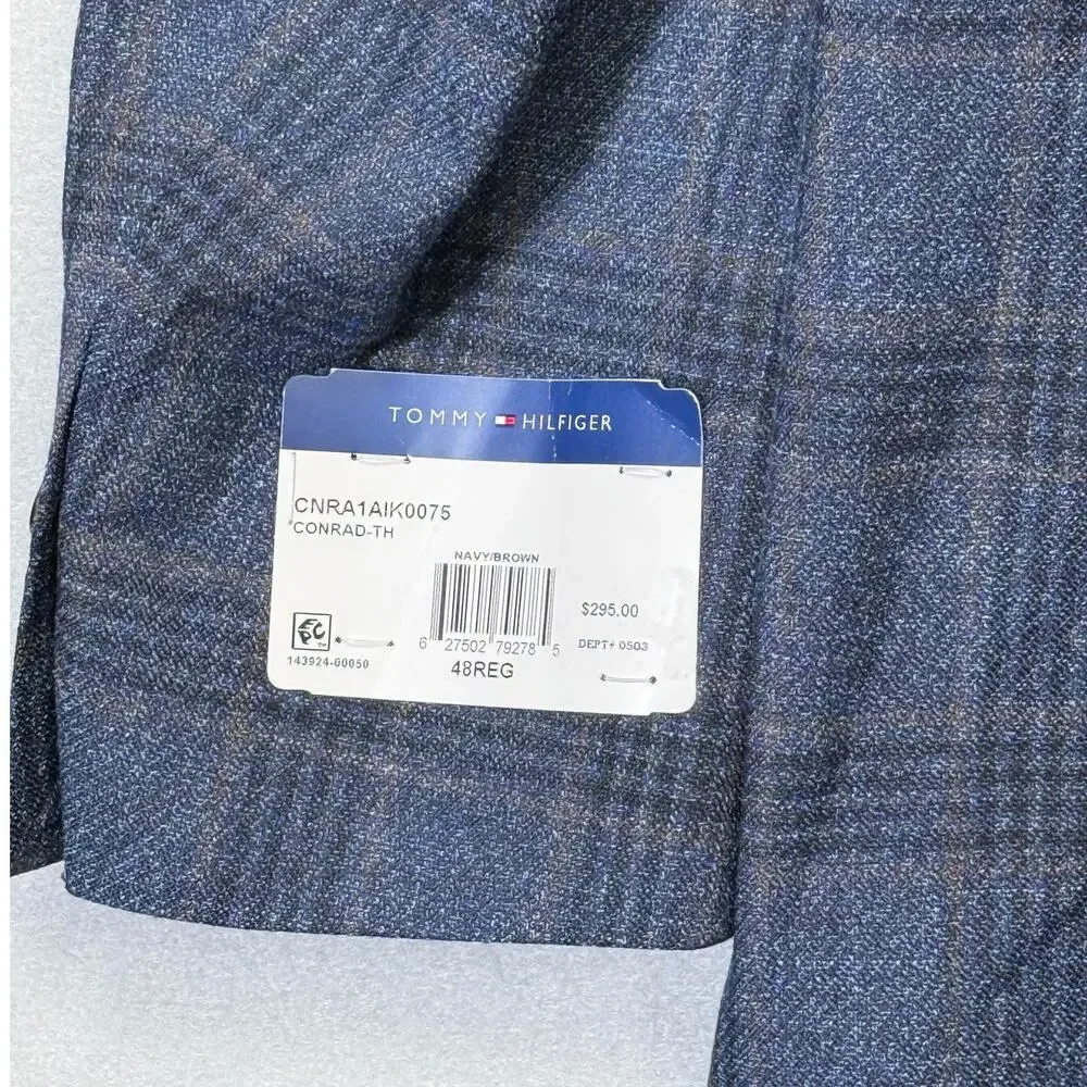 Tommy Hilfiger Men's Modern-Fit Check Sport Coat navy/brown  48R $295